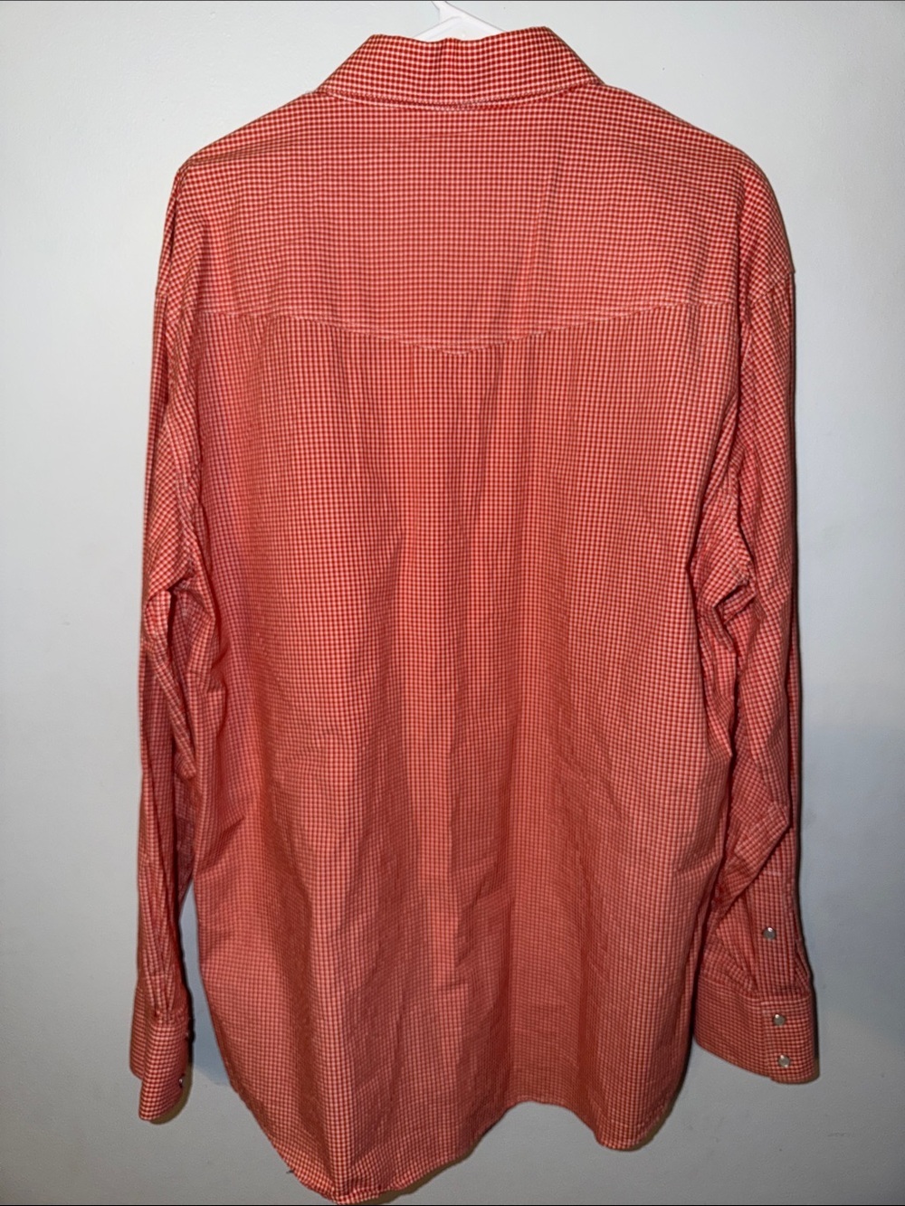 Roper Red/Orange Gingham Men's Pearl Snap Button-Down Shirt - Picture 5 of 5